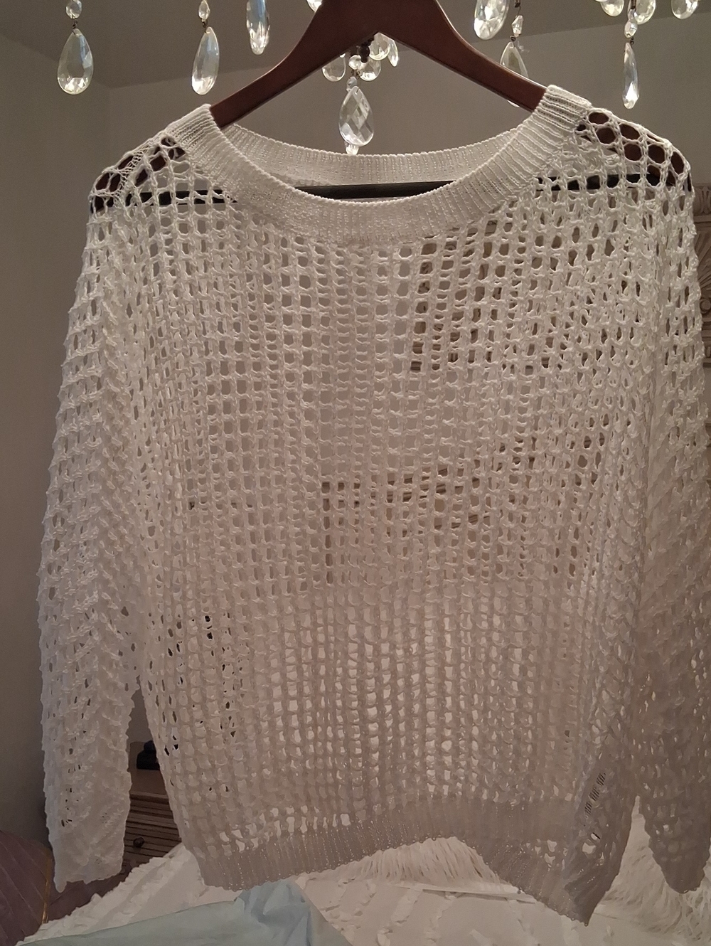 Open-Knit White Women's Sweater
